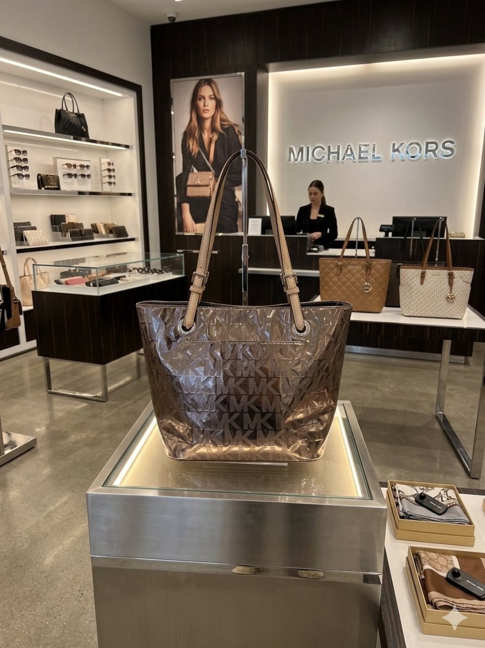 Michael Kors Metallic Logo Tote Bag